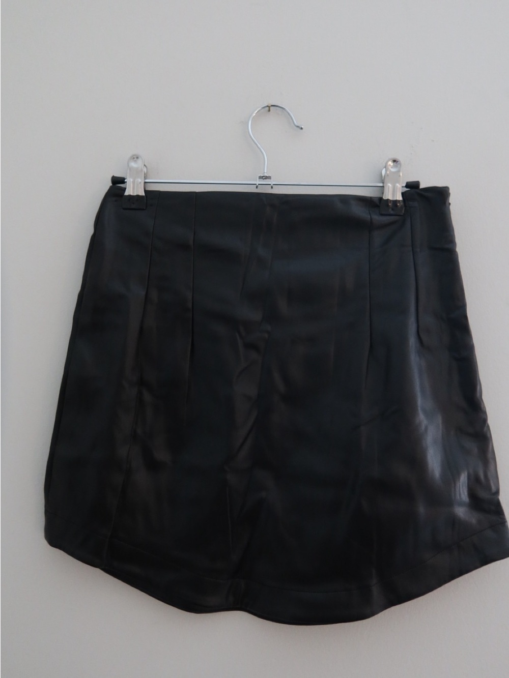 Black Faux Leather Mini Skirt — Sleek Women's A-Line
